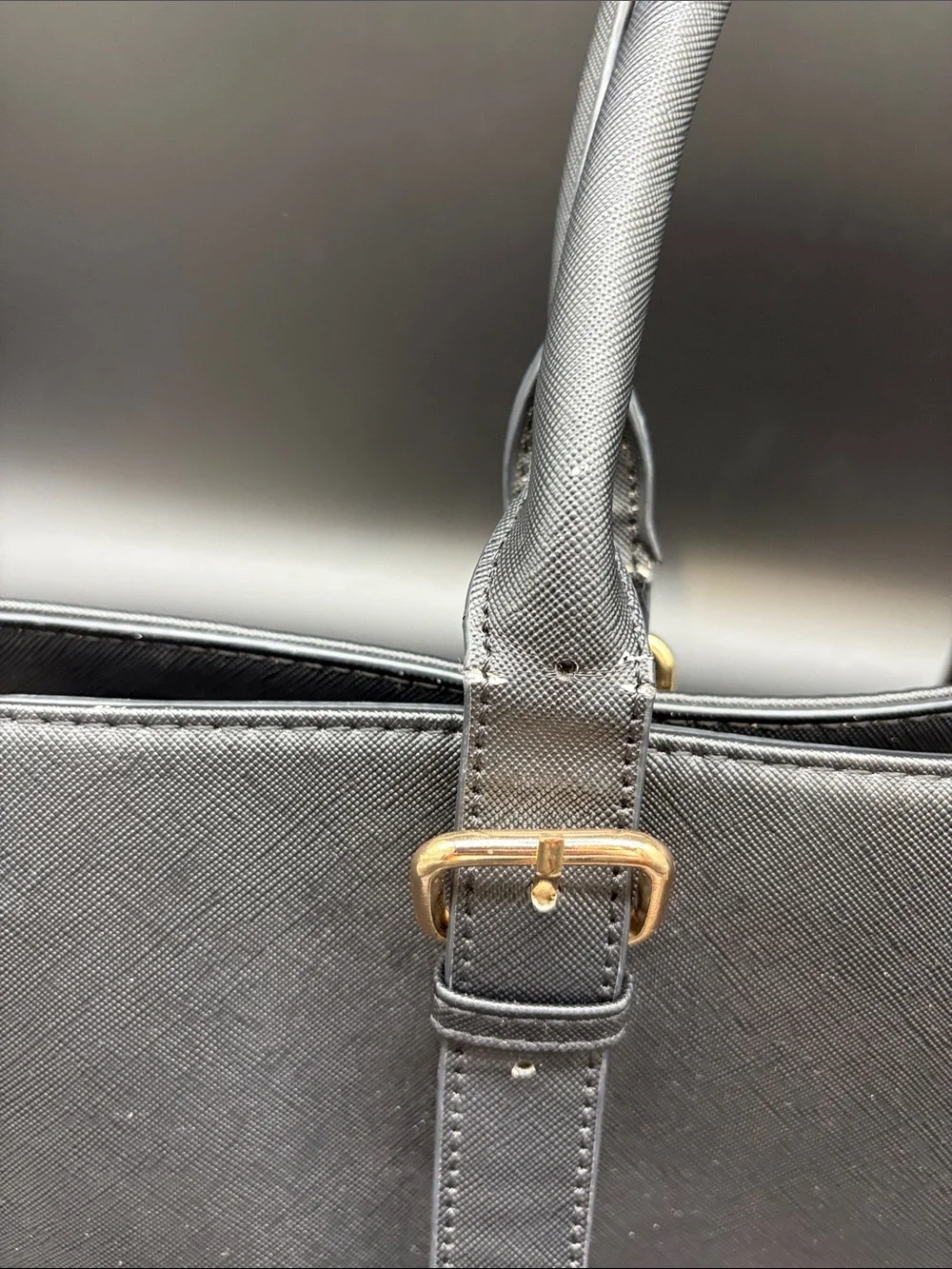 Black Laptop Tote with Bow and Gold Accents